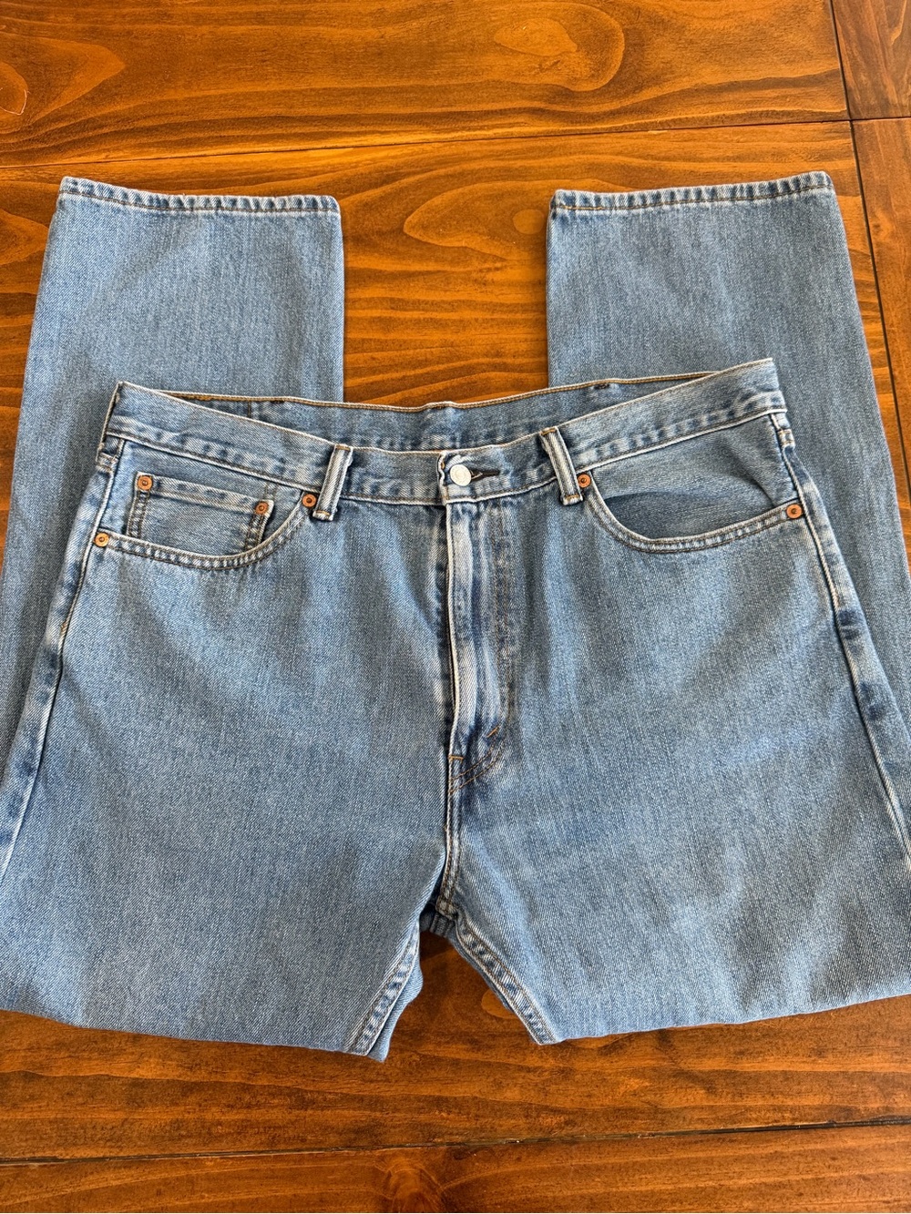 Levis 505 Mens 38x30 Blue Jeans Regular Fit Straight Leg Denim Red Tab